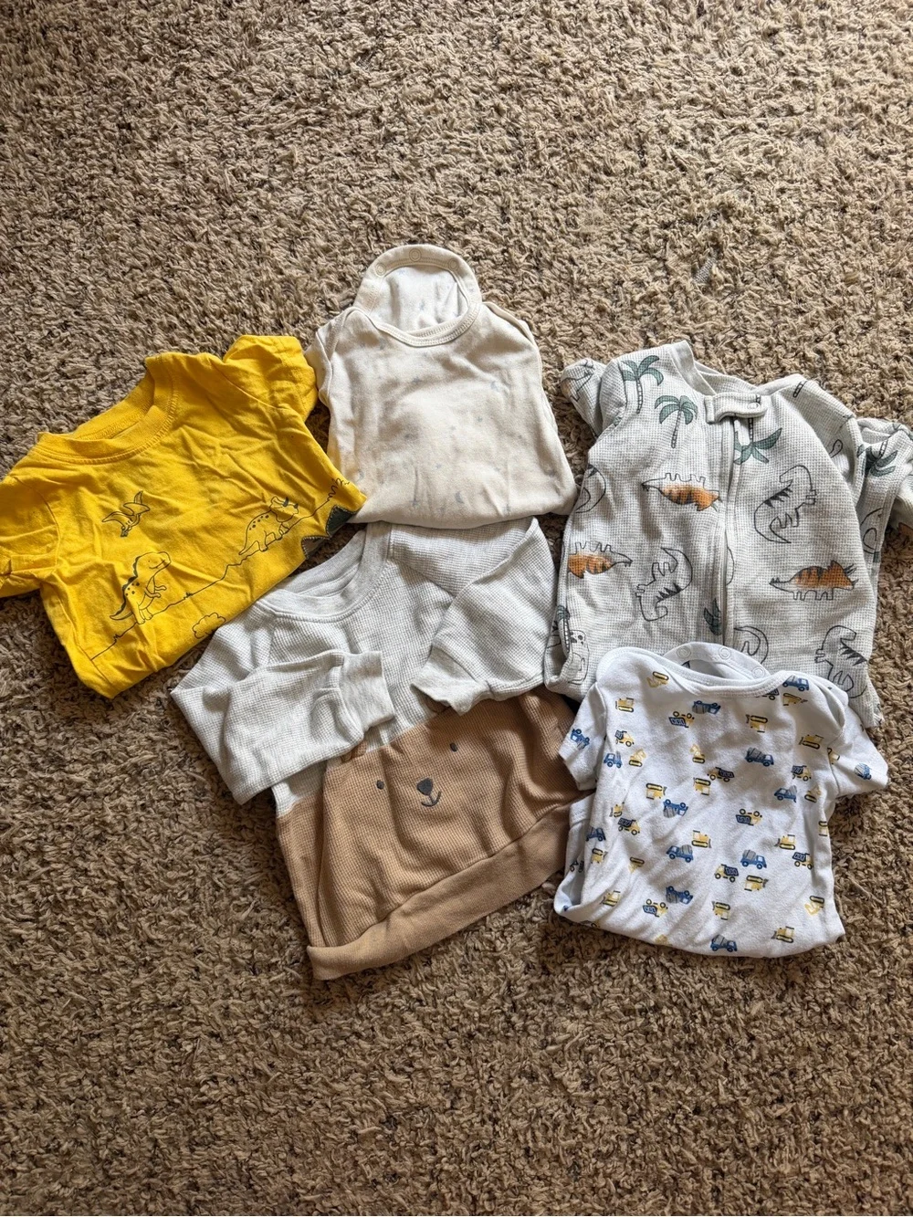 Carter's Mixed Short-Sleeve & Sleepwear Tops in Yellow, Cream, Tan, White, Gray